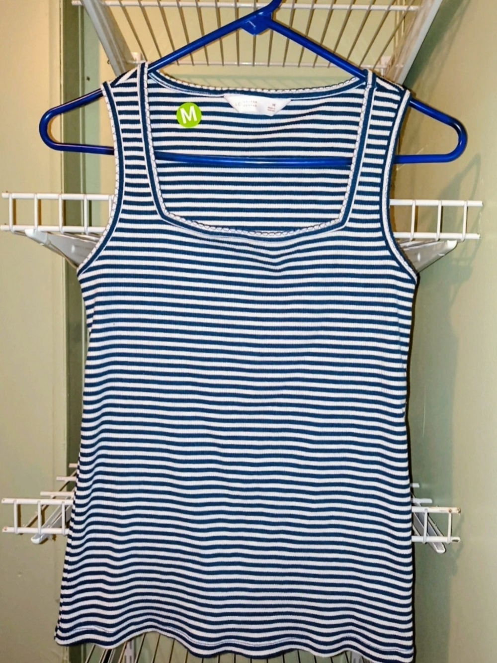 LC Lauren Conrad Navy and White Striped Square Neck Tank